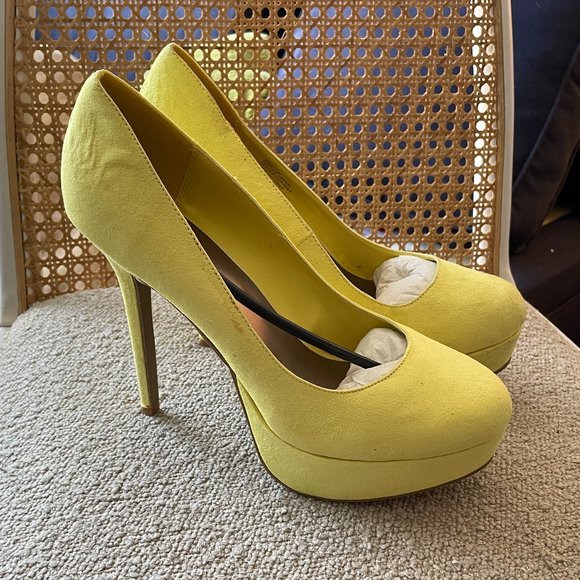 JustFab Yellow Platform Pumps - Picture 1 of 6